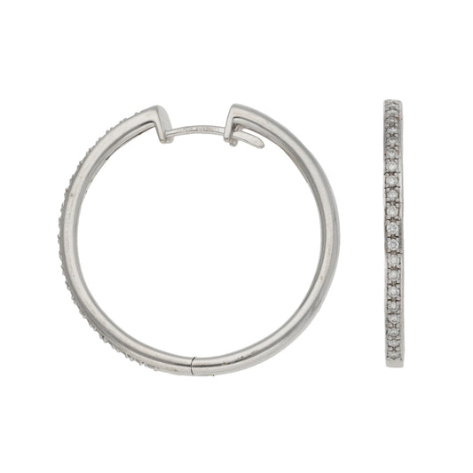 18ct White Gold 0.42ct Diamond Hoop Earrings