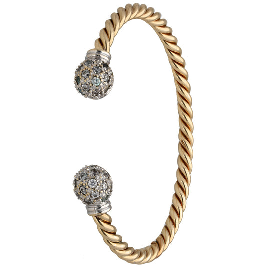 9ct Gold Cubic Zirconia Torque Bangle