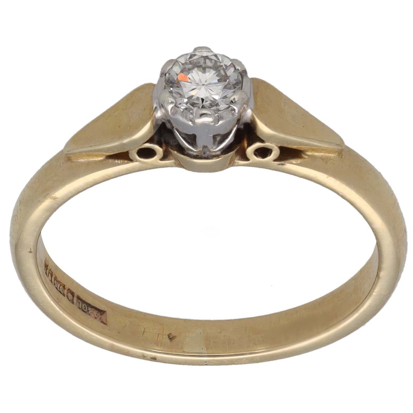 9ct Gold 0.15ct Diamond Solitaire Ring Size L