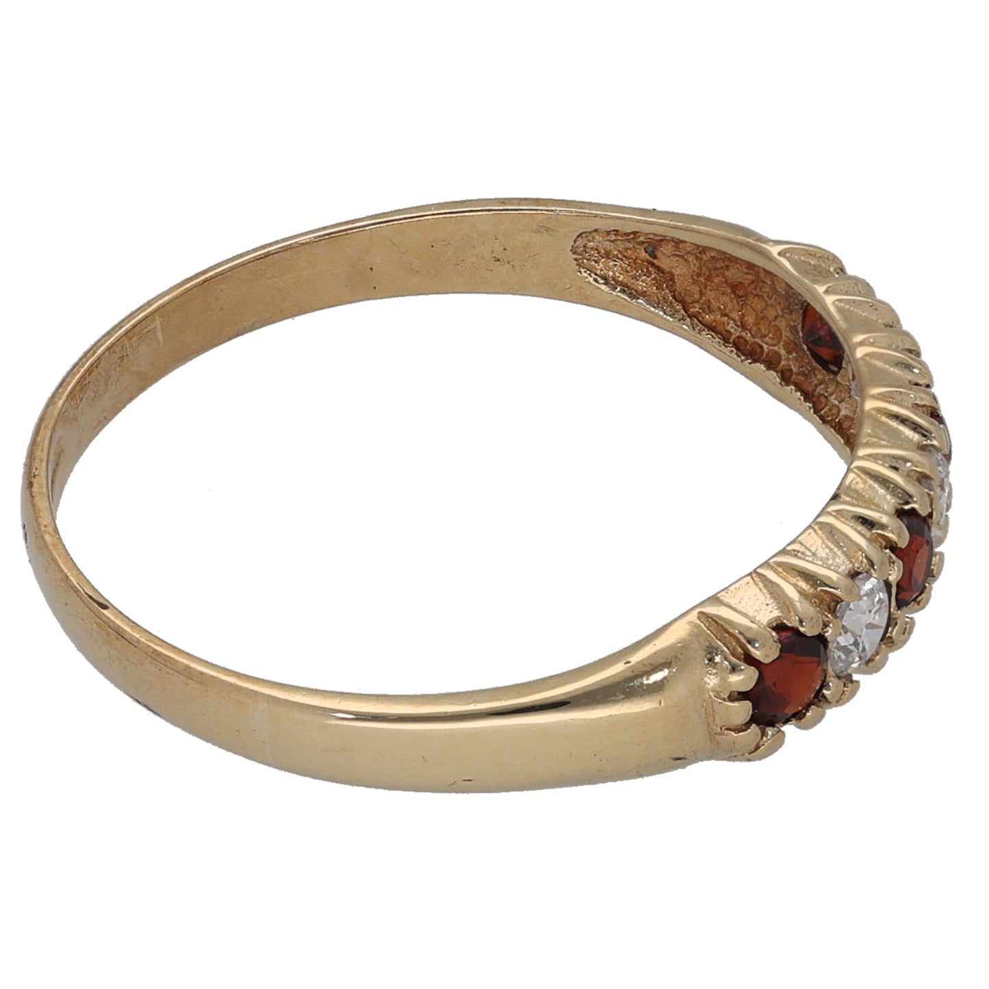 9ct Gold Garnet & Cubic Zirconia Half Eternity Ring Size Q