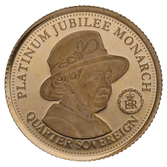 22ct Gold Platinum Jubilee Monarch Quarter Sovereign Coin 2022