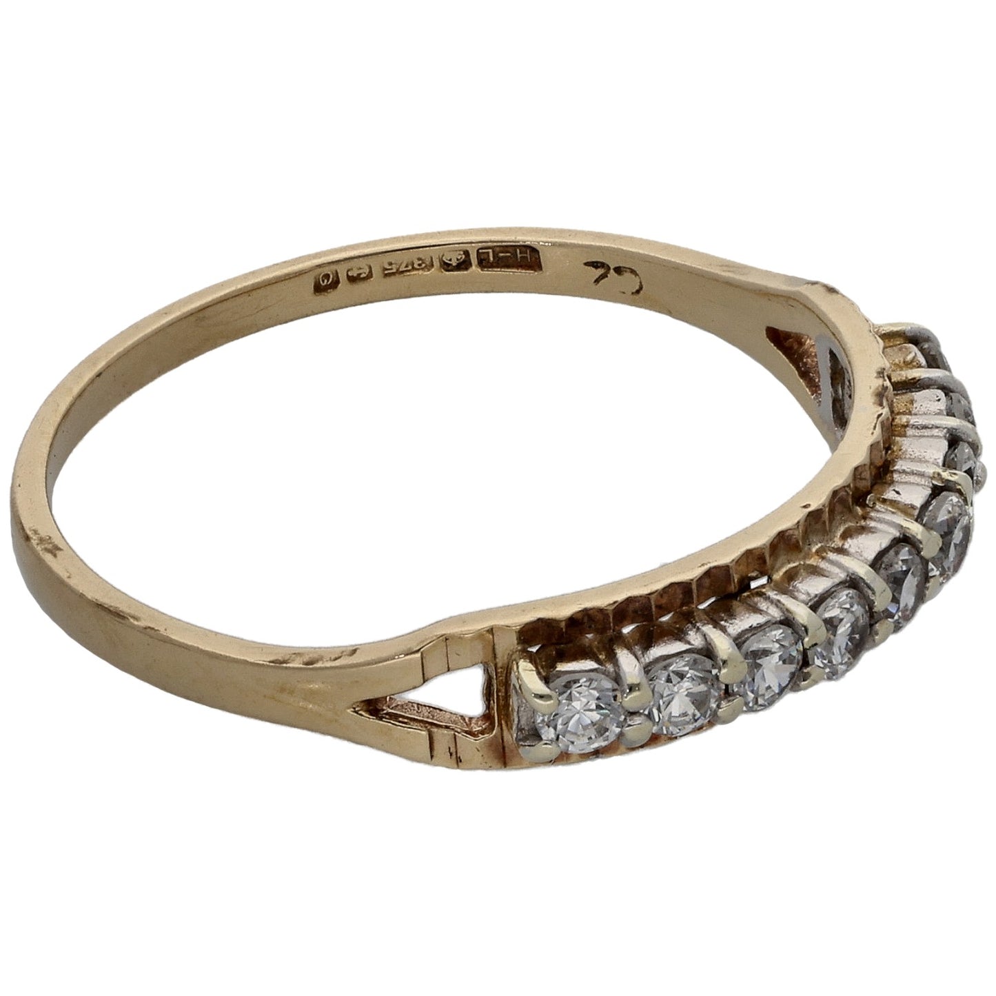9ct Gold Cubic Zirconia Half Eternity Ring Size Q