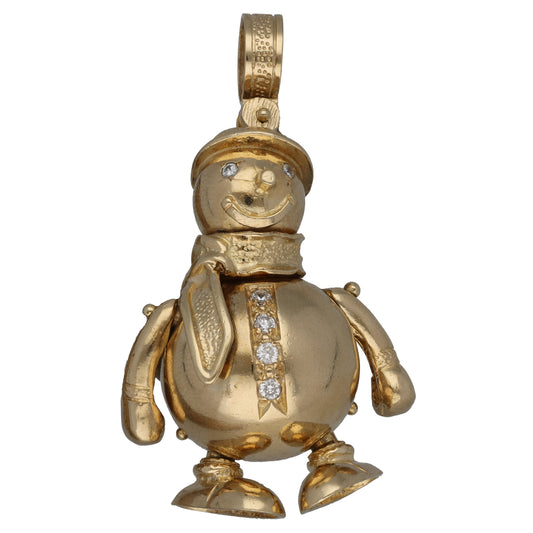 9ct Gold Cubic Zirconia Snowman Pendant