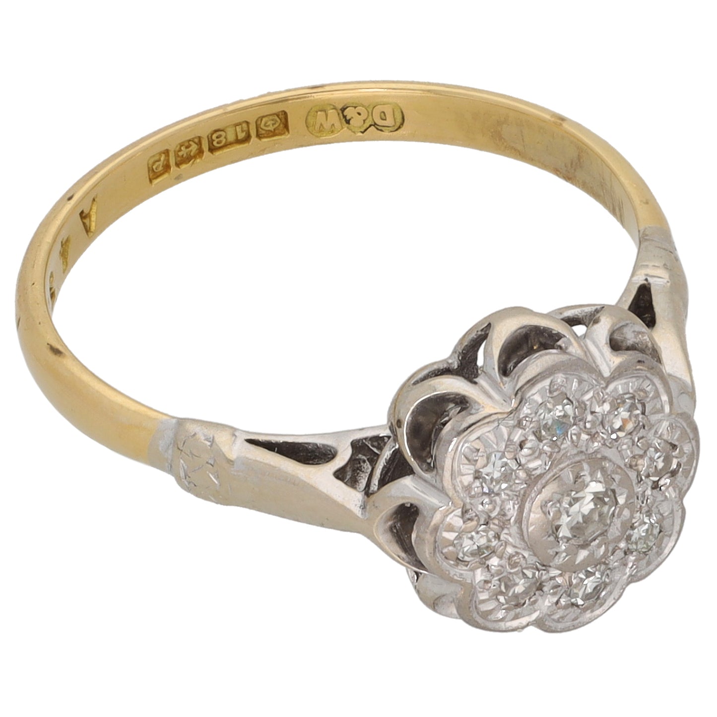 18ct Bicolour Gold 0.10ct Diamond Dress/Cocktail Ring Size N