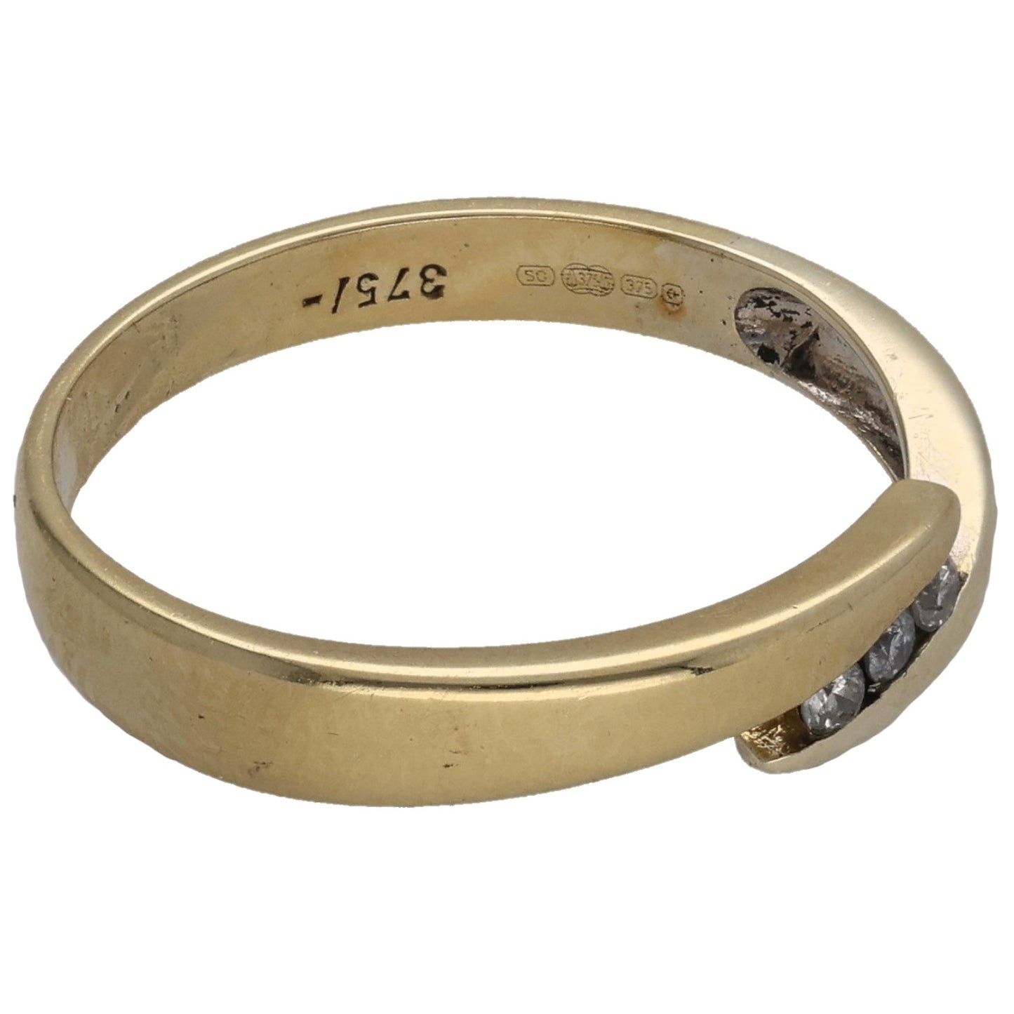 9ct Gold 0.06ct Diamond Trilogy Ring Size M