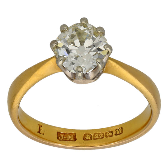 22ct Gold 1.40ct Diamond Solitaire Ring Size L