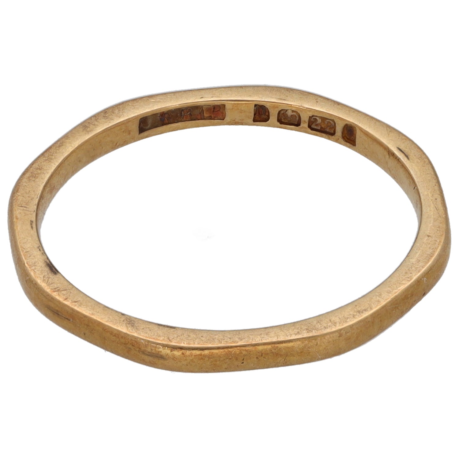 22ct Gold wedding ring size L with small inner engraved markings