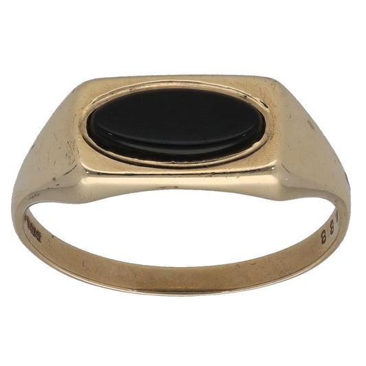 9ct Gold Onyx Single Stone Signet Ring Size T