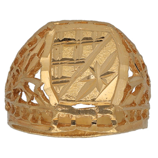 22ct Gold Patterned Signet Ring Size P