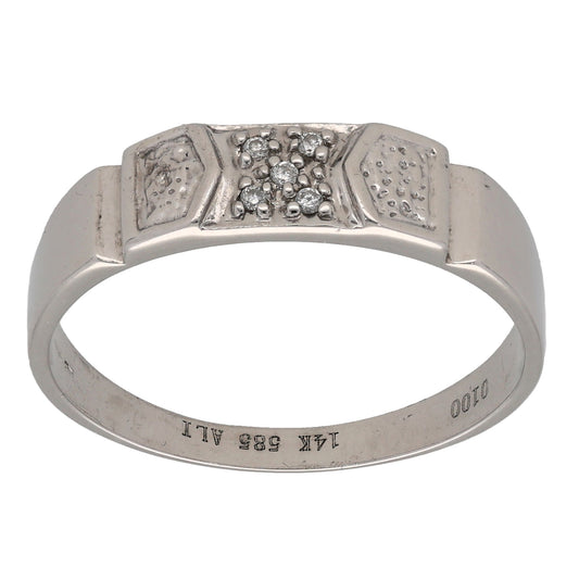 14ct White Gold 0.05ct Diamond Alternative Ring Size U