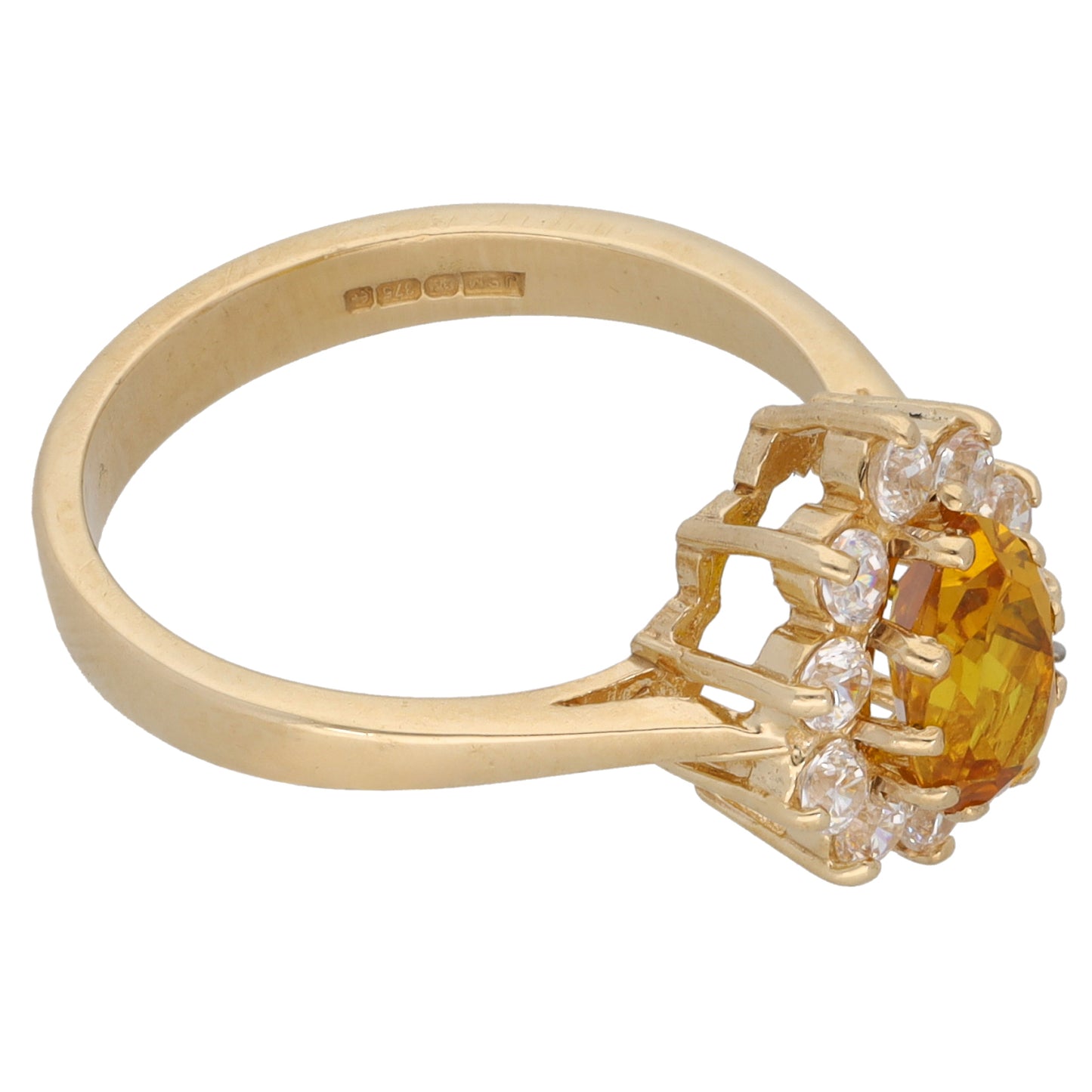 9ct Gold Sapphire & Cubic Zirconia Cluster Ring Size N