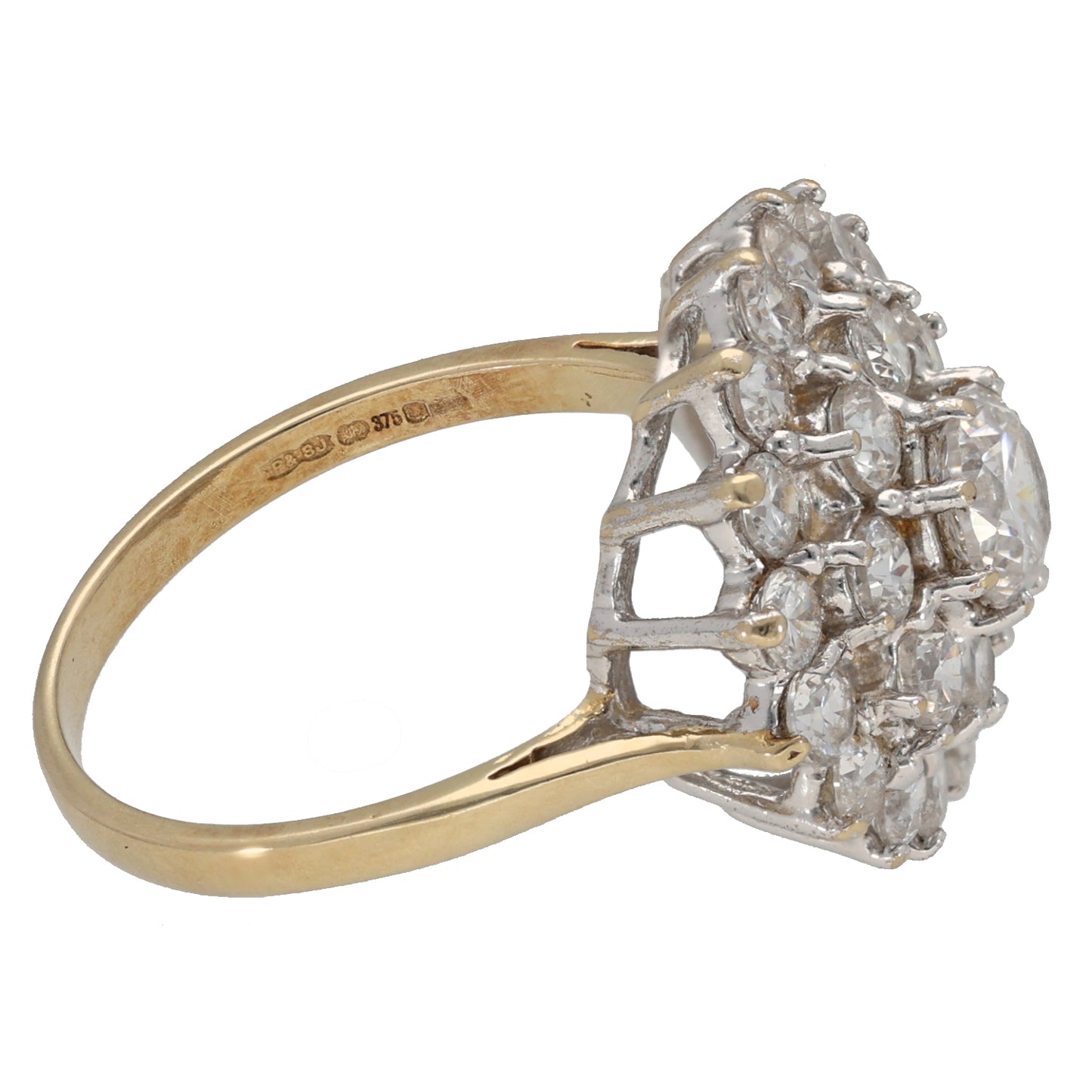 9ct Gold Cubic Zirconia Cluster Ring Size M