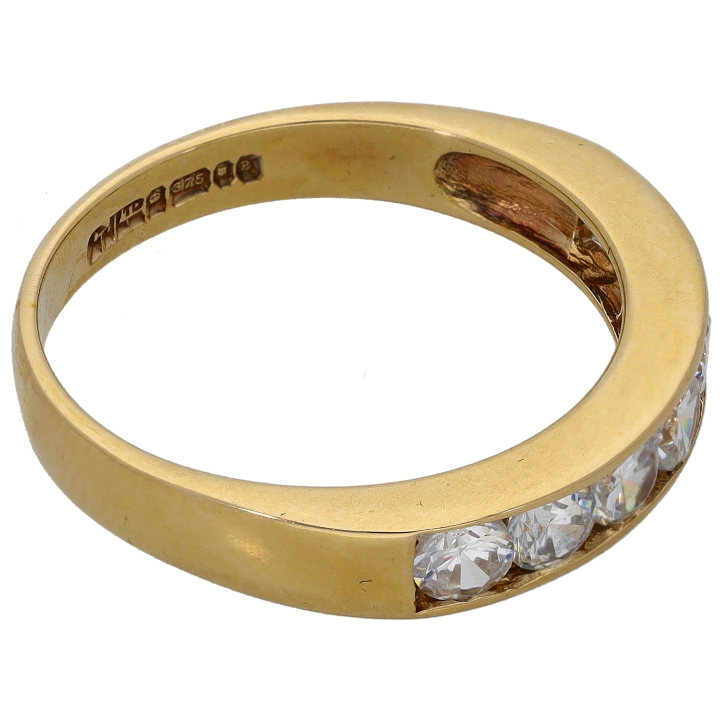 9ct Gold Cubic Zirconia Half Eternity Ring Size P