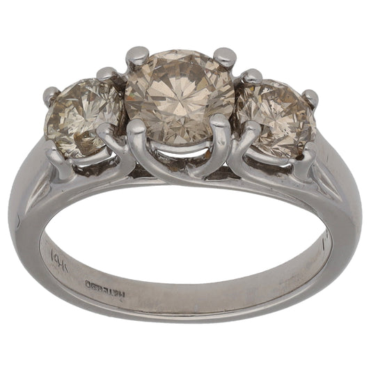 14ct White Gold 1.60ct Diamond Three Stone Ring Size K