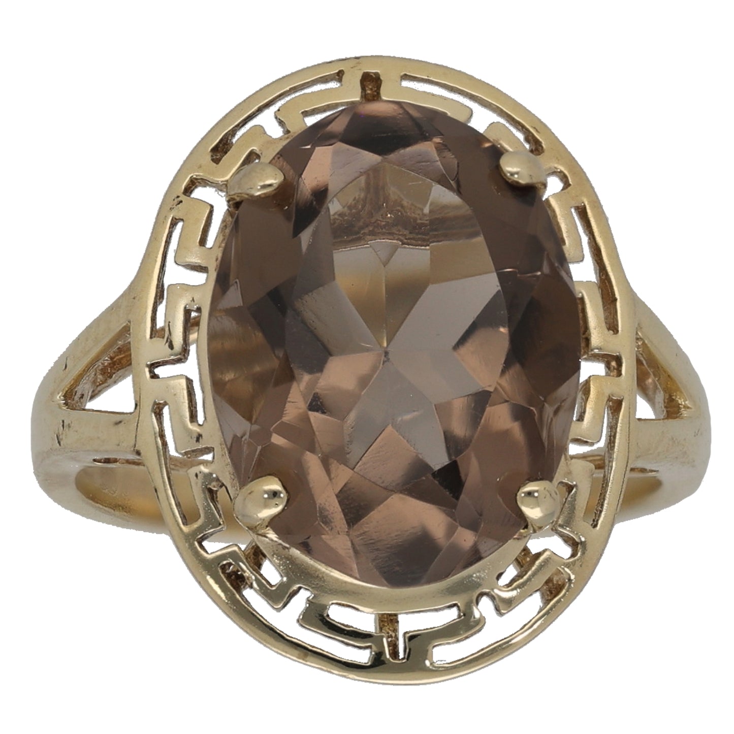 9ct Gold Smoky Quartz Single Stone Ring Size M
