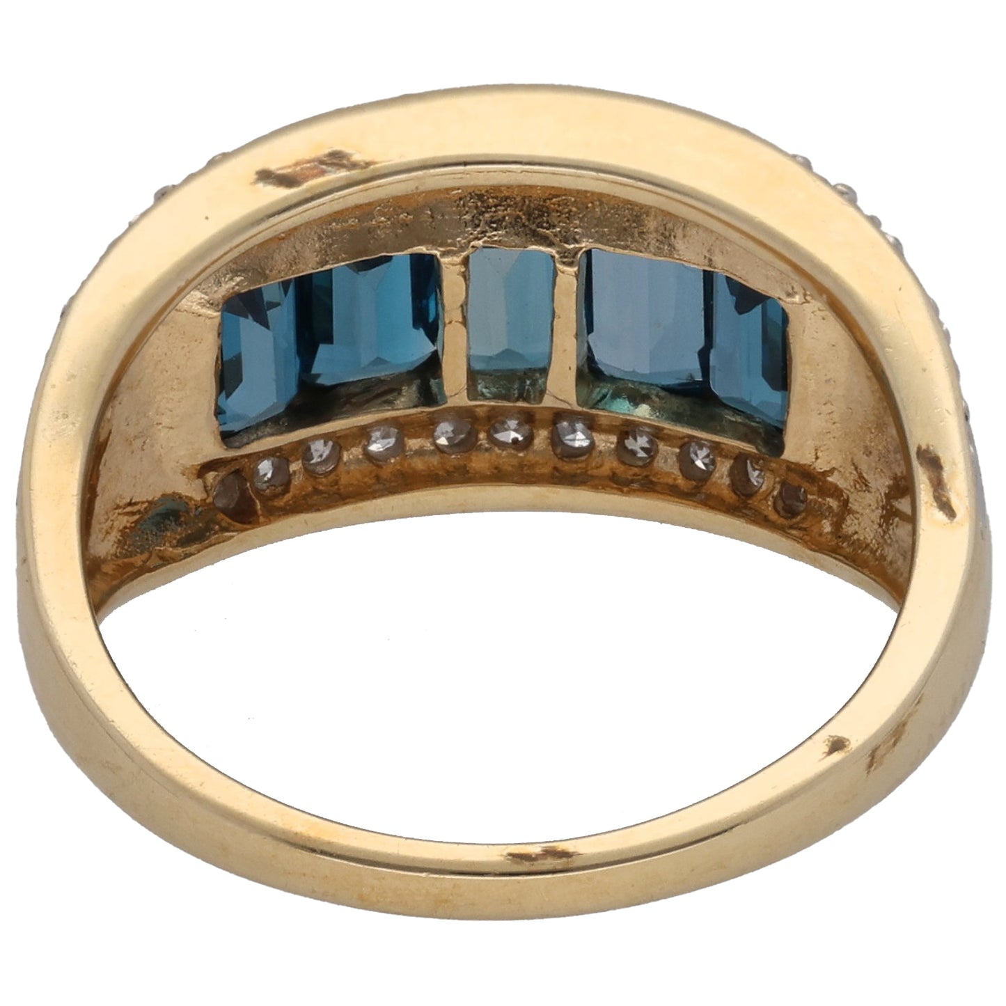 9ct Gold Topaz & 0.11ct Diamond Dress/Cocktail Ring Size M