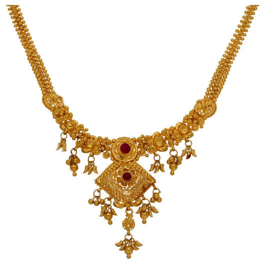 22ct Gold Imitation Gems Fancy Necklace 16"
