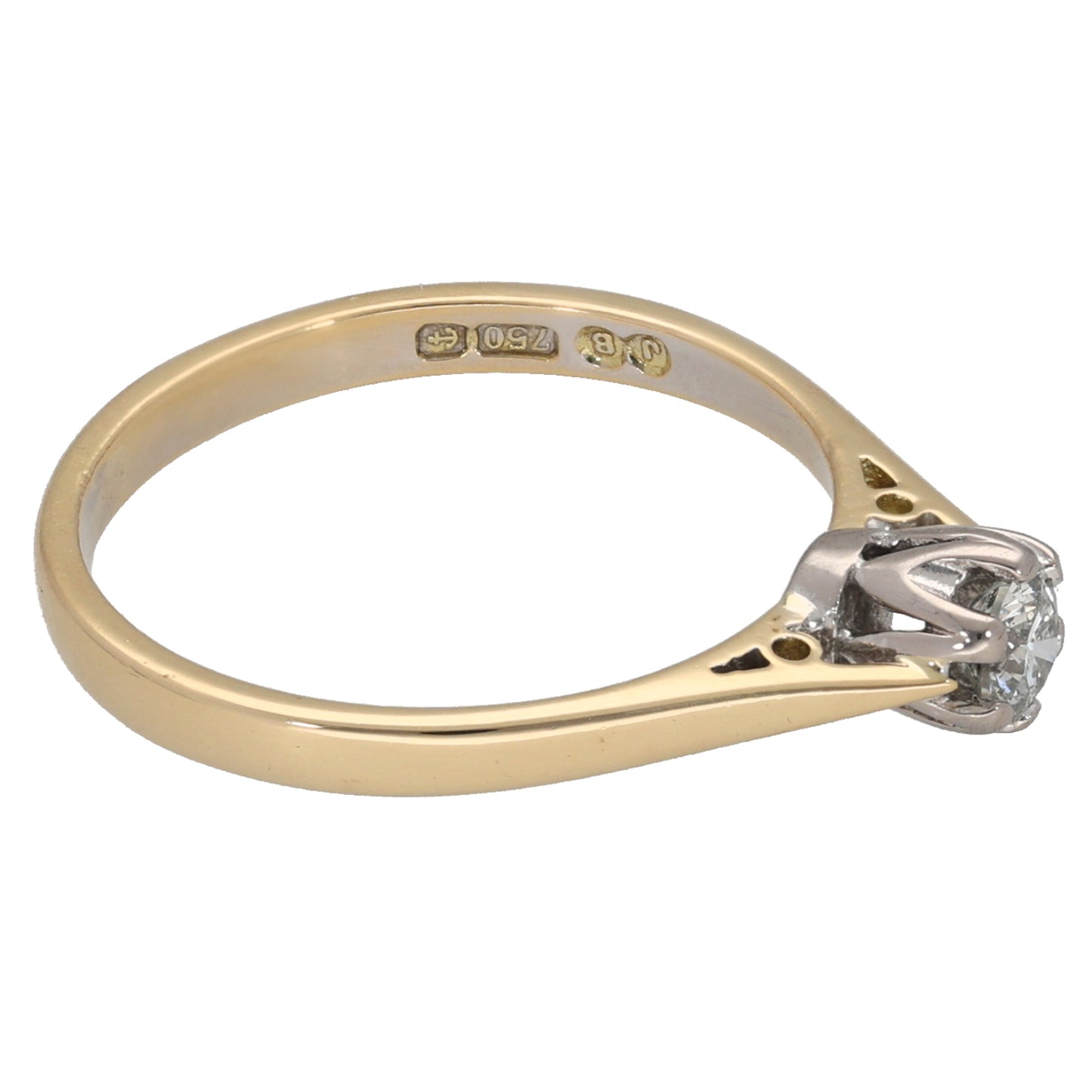 18ct Gold 0.21ct Diamond Solitaire Ring Size M