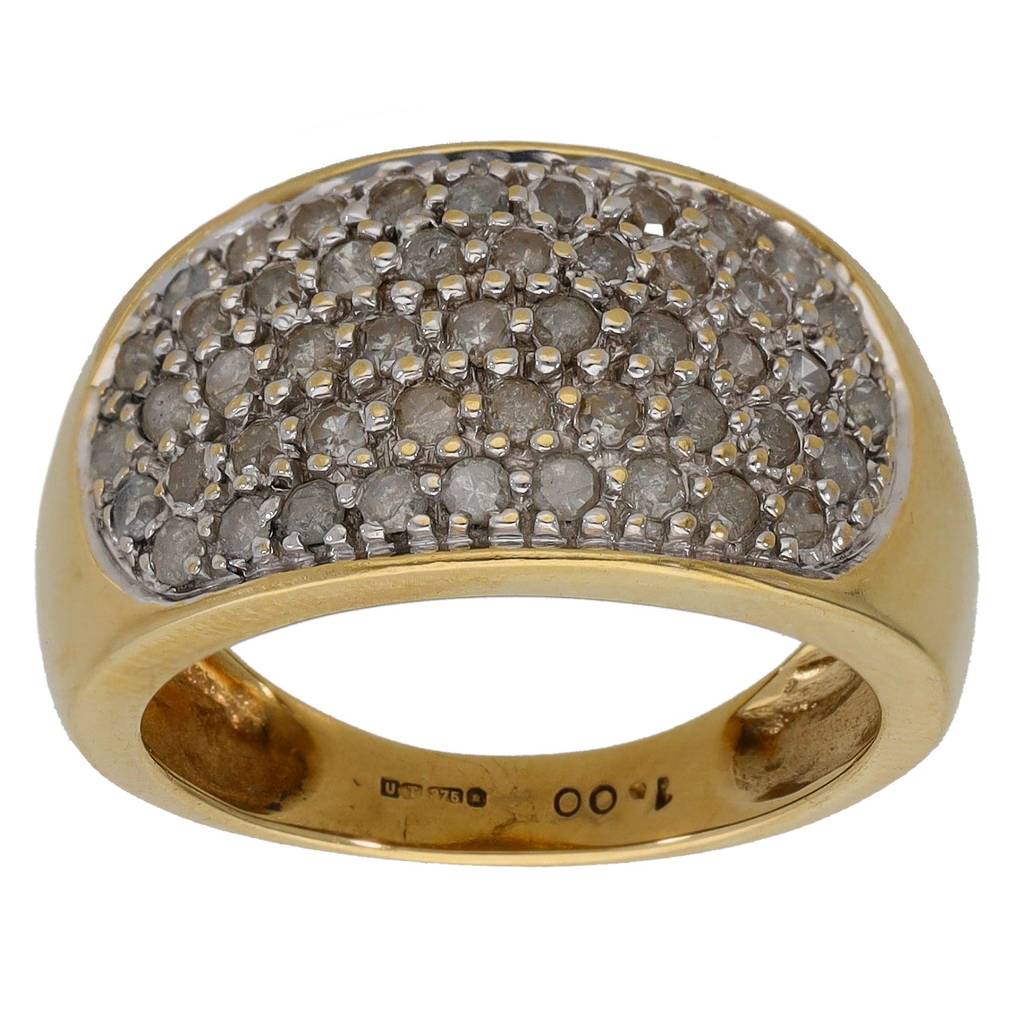 9ct Gold 1.00ct Diamond Dress/Cocktail Ring Size M
