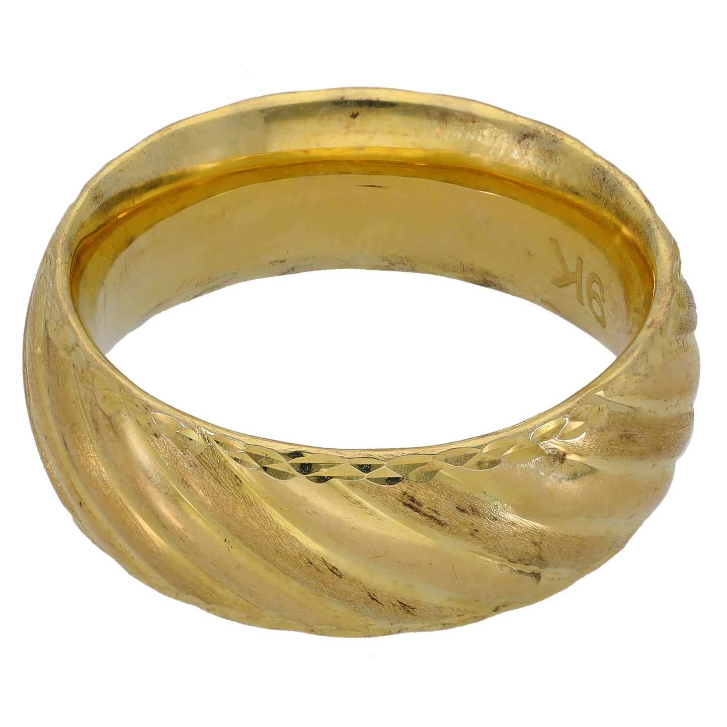 9ct Gold Patterned Wedding Ring Size W