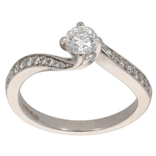 Load image into Gallery viewer, 18ct White Gold Diamond Solitaire Ring With Accent Stones Size L
