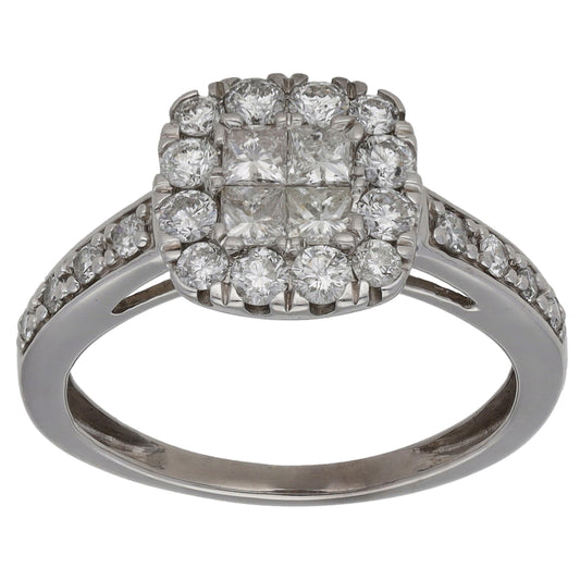 18ct White Gold 0.87ct Diamond Dress/Cocktail Ring Size K