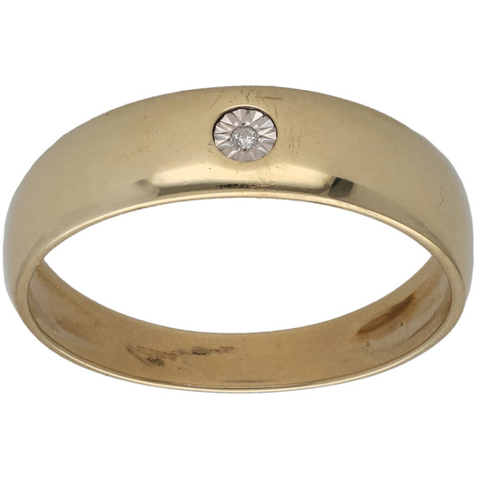 9ct Gold 0.015ct Diamond Single Stone Wedding Ring Size V