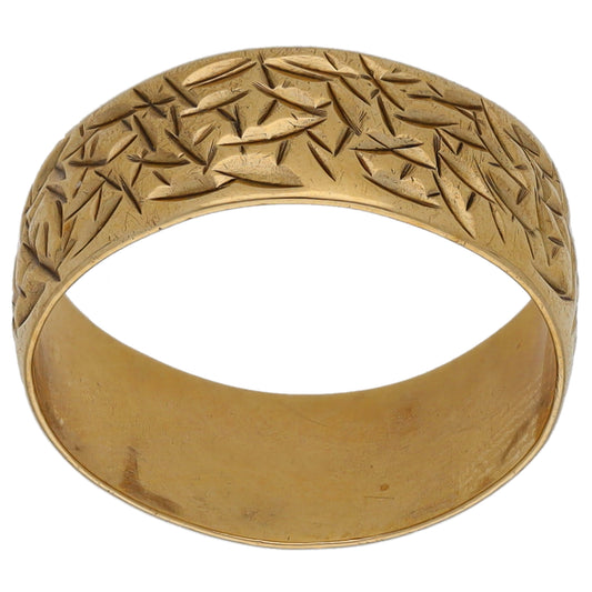 9ct Gold Patterned Wedding Ring Size N