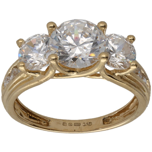 14ct Gold Cubic Zirconia Dress/Cocktail Ring Size M