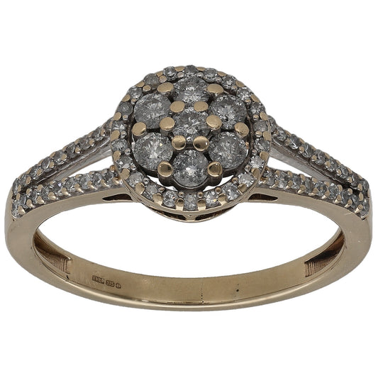 9ct Gold 0.50ct Diamond Cluster Ring Size P