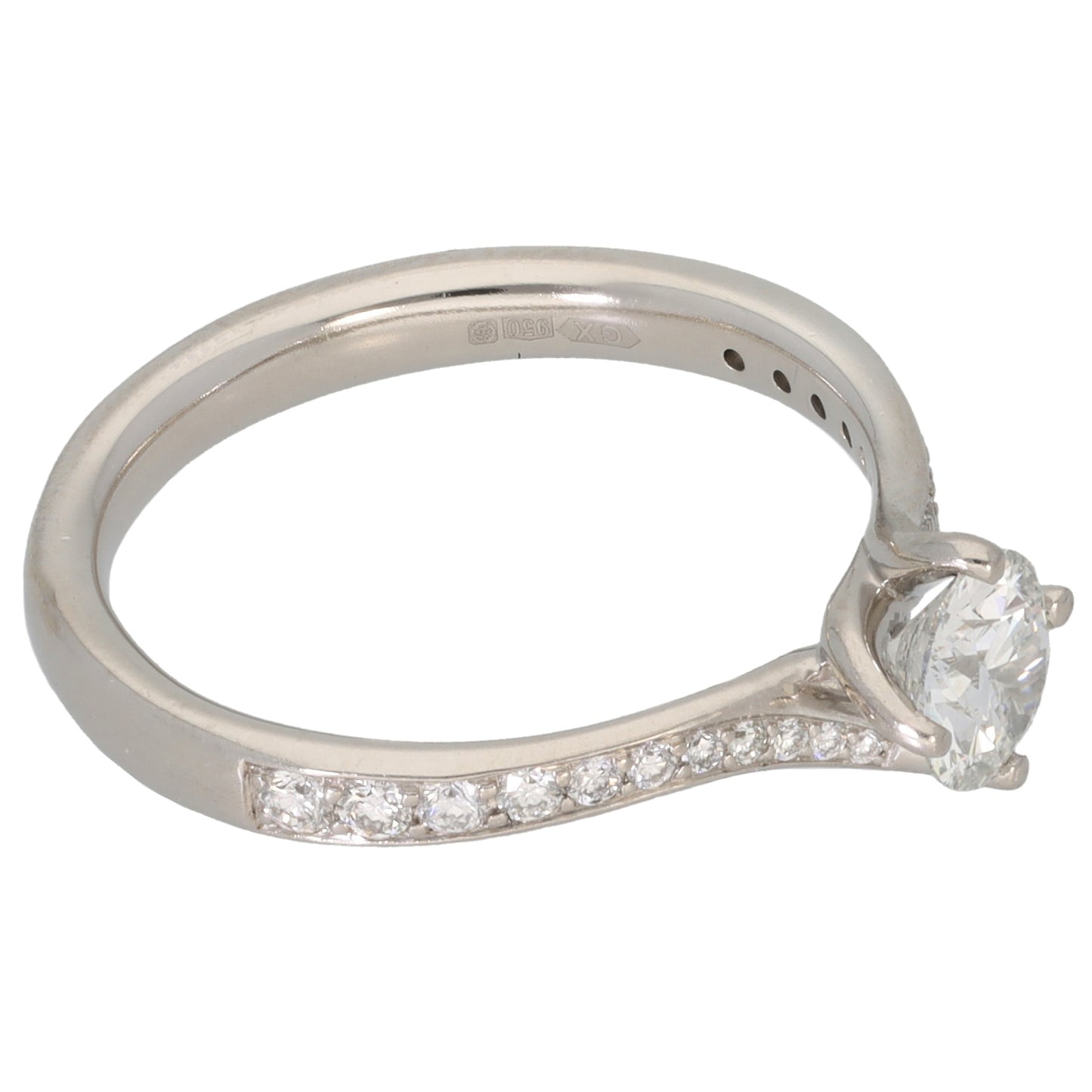Platinum 0.72ct Diamond Solitaire Ring With Accent Stones Size M