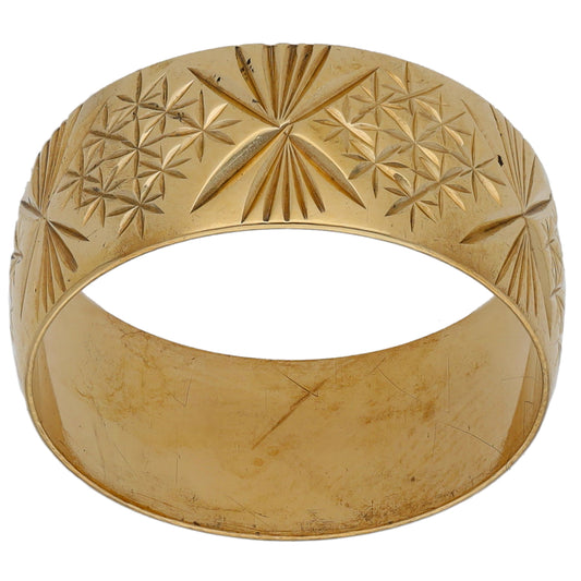 9ct Gold Patterned Wedding Ring Size O