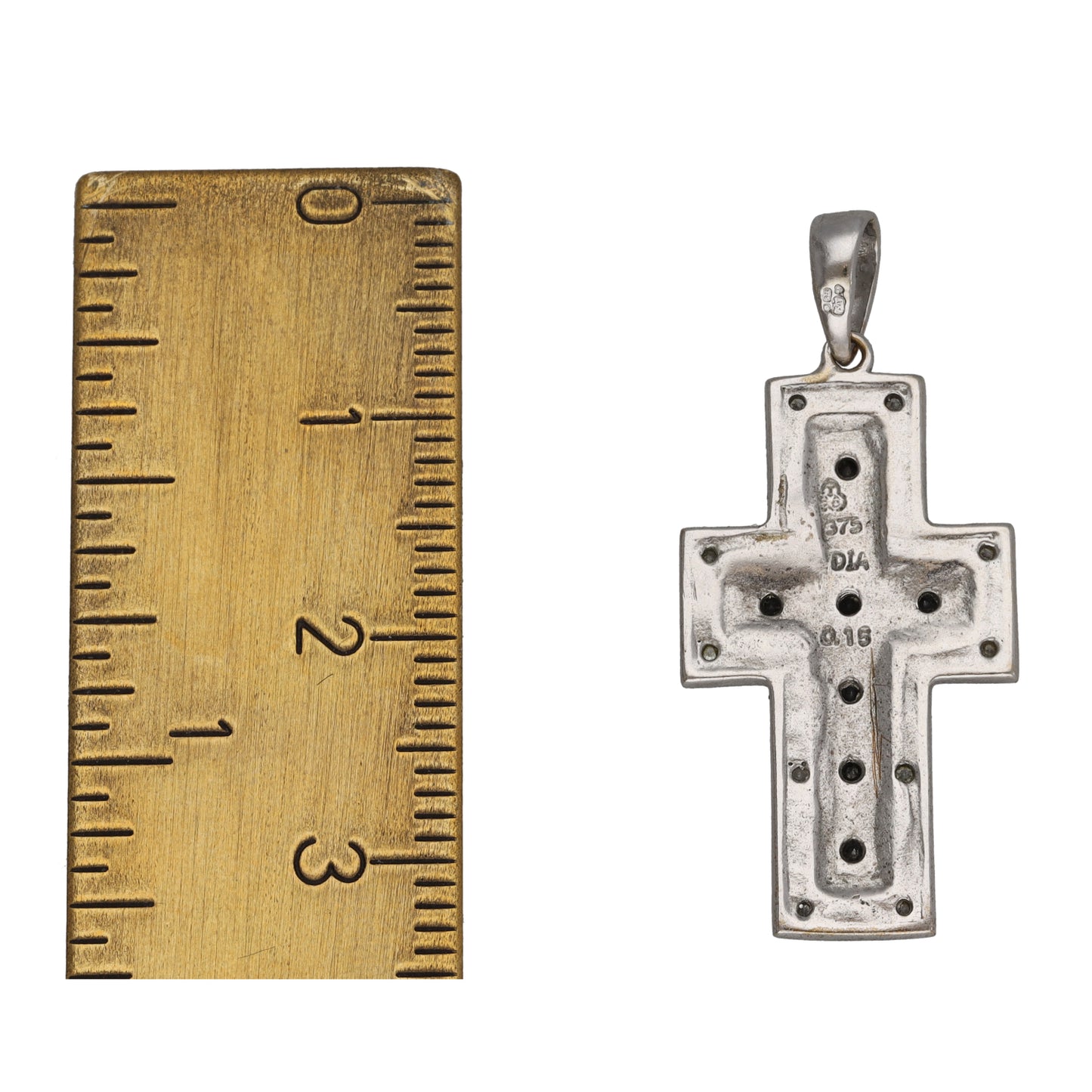 9ct White Gold 0.05ct Diamond Cross Pendant