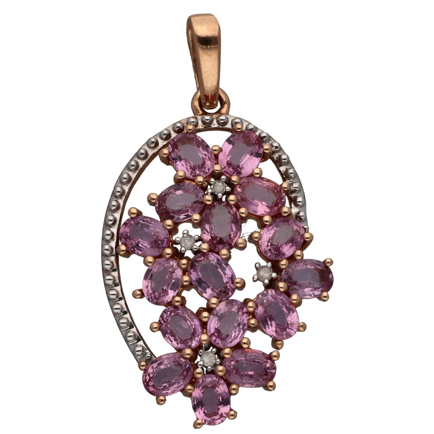 9ct Gold Sapphire & 0.02ct Diamond Dress/Cocktail Pendant