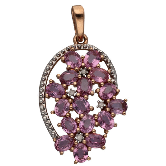 9ct Gold Sapphire & 0.02ct Diamond Dress/Cocktail Pendant