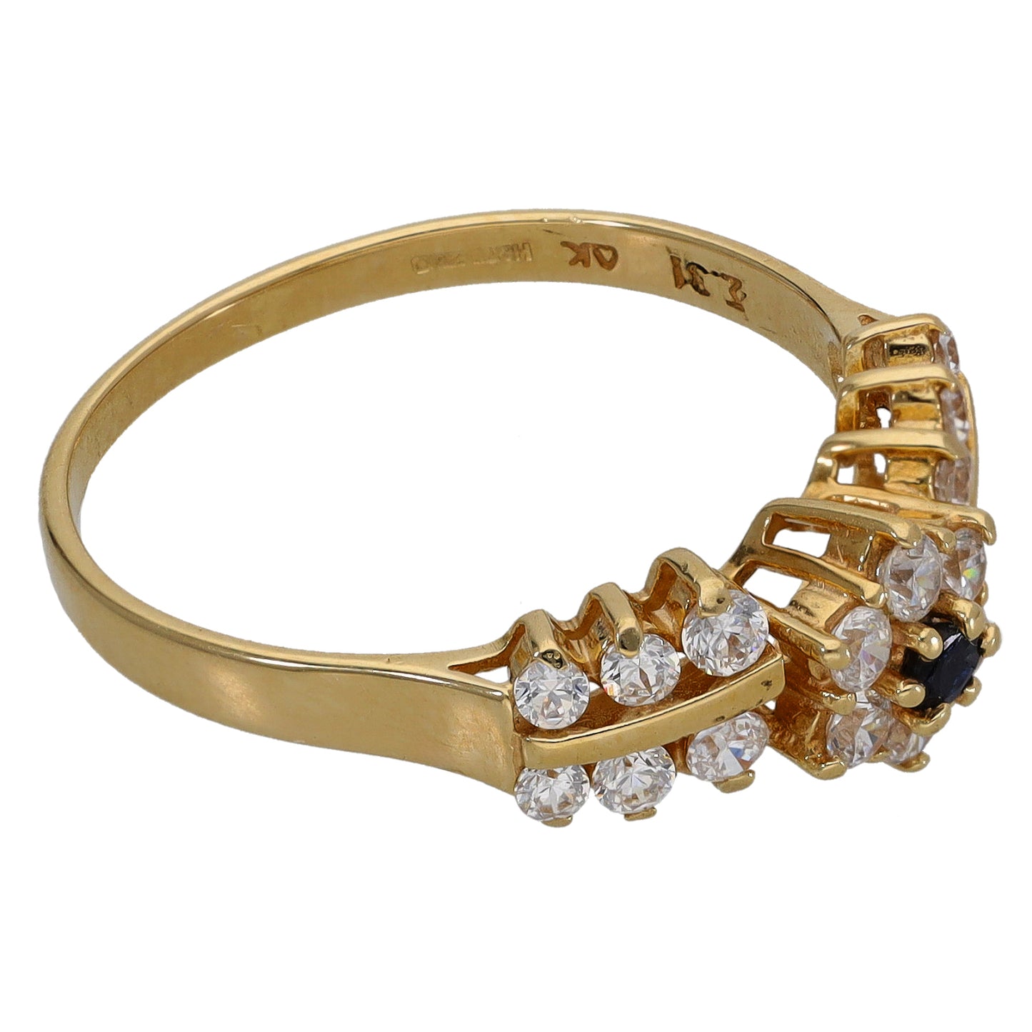 14ct Gold Sapphire & Cubic Zirconia Dress/Cocktail Ring Size O