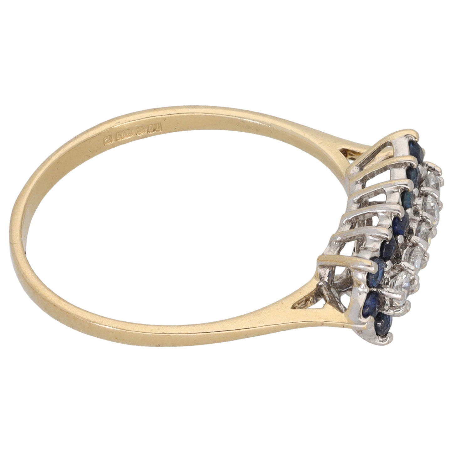 9ct Gold Sapphire & Cubic Zirconia Dress/Cocktail Ring Size Q