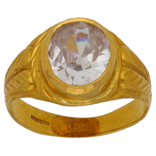 22ct Gold Cubic Zirconia Single Stone Ring Size L