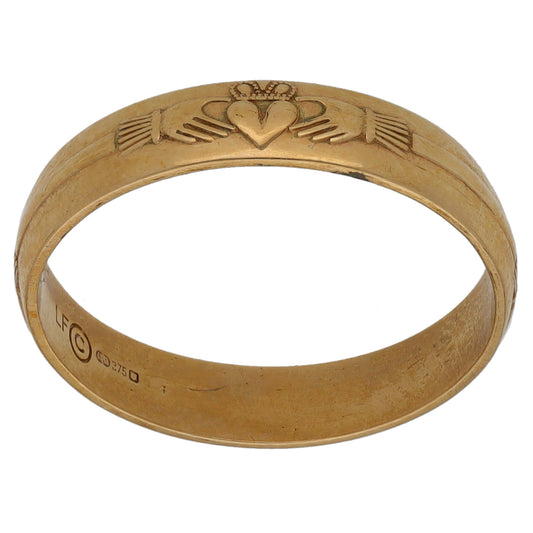 9ct Gold Patterned Wedding Ring Size N