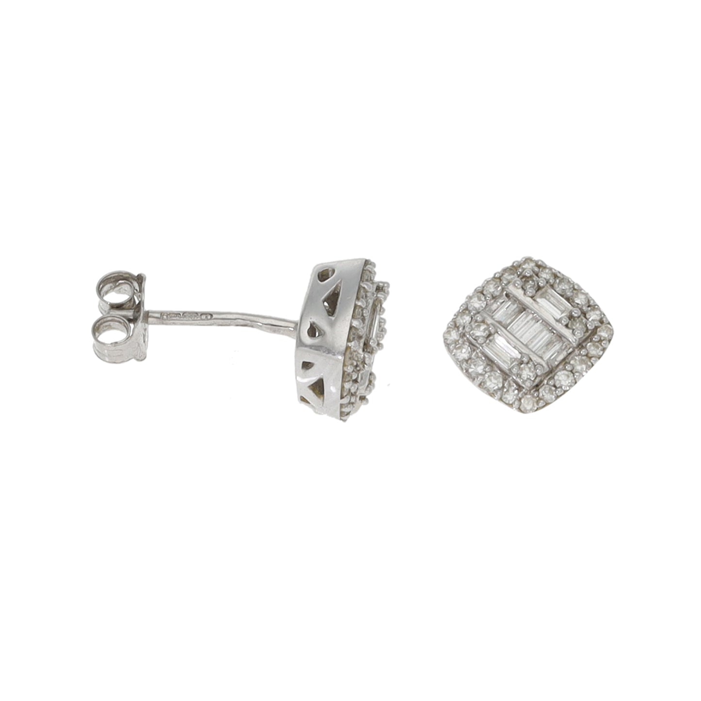 9ct White Gold 0.72ct Diamond Cluster Earrings