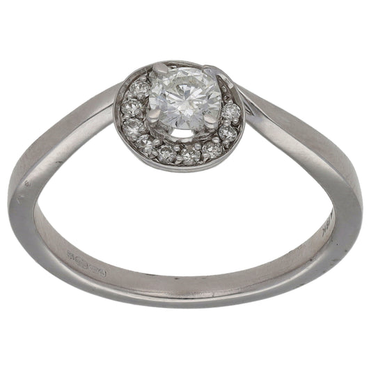 18ct White Gold 0.37ct Diamond Single Stone Ring with Accent Stones Size N