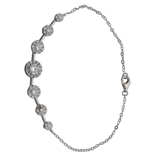 New Sterling Silver Cubic Zirconia Halo Bracelet