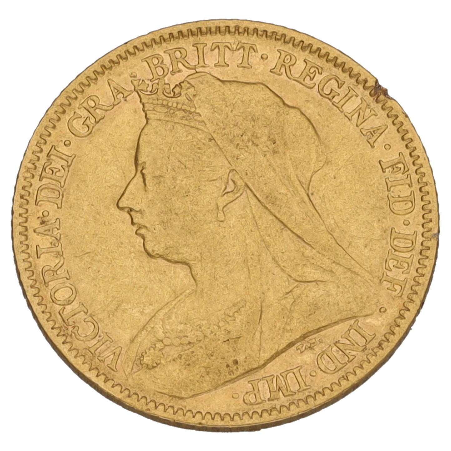 22ct Gold Queen Victoria Half Sovereign Coin 1901