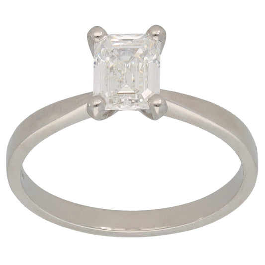 Platinum 0.90ct Diamond Solitaire Ring Size L