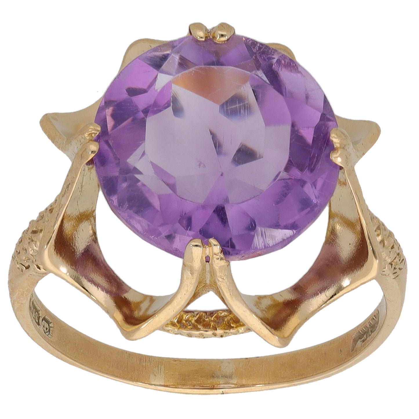 9ct Gold Amethyst Single Stone Ring Size O