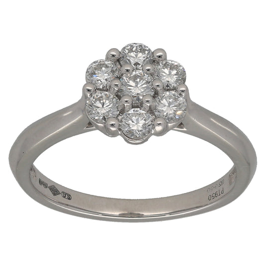 Platinum 0.50ct Diamond Cluster Ring Size L