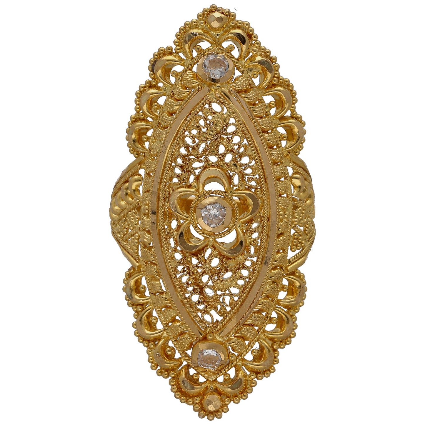 22ct Gold Cubic Zirconia Three Stone Ring Size M