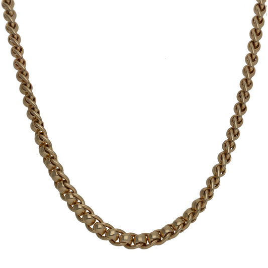 9ct gold belcher chain necklace with oval links, 24-inch length
