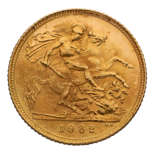 22ct Gold Queen Elizabeth II Half Sovereign Coin 1982