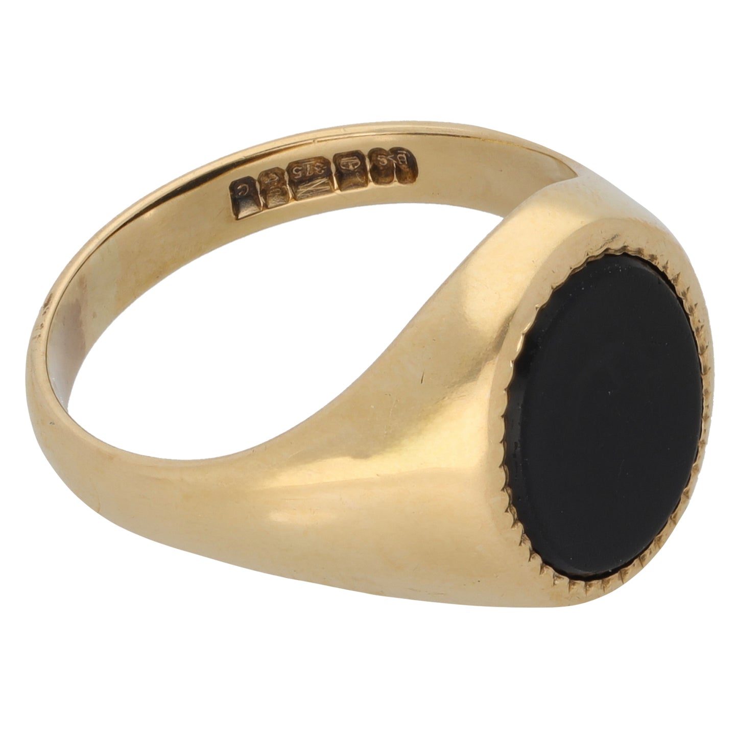 9ct Gold Onyx Single Stone Signet Ring Size R